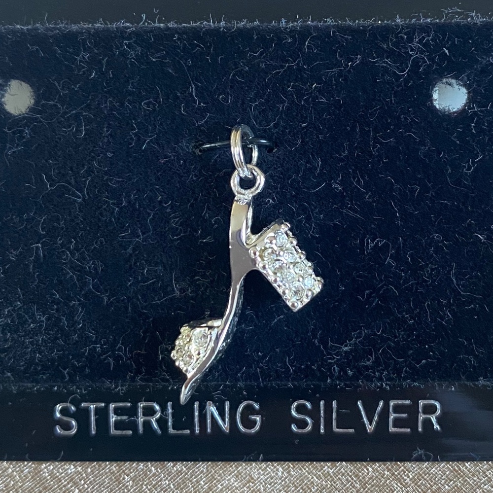 NWT Bloomingdale's  high heel shoe charm, Color: sterling silver
